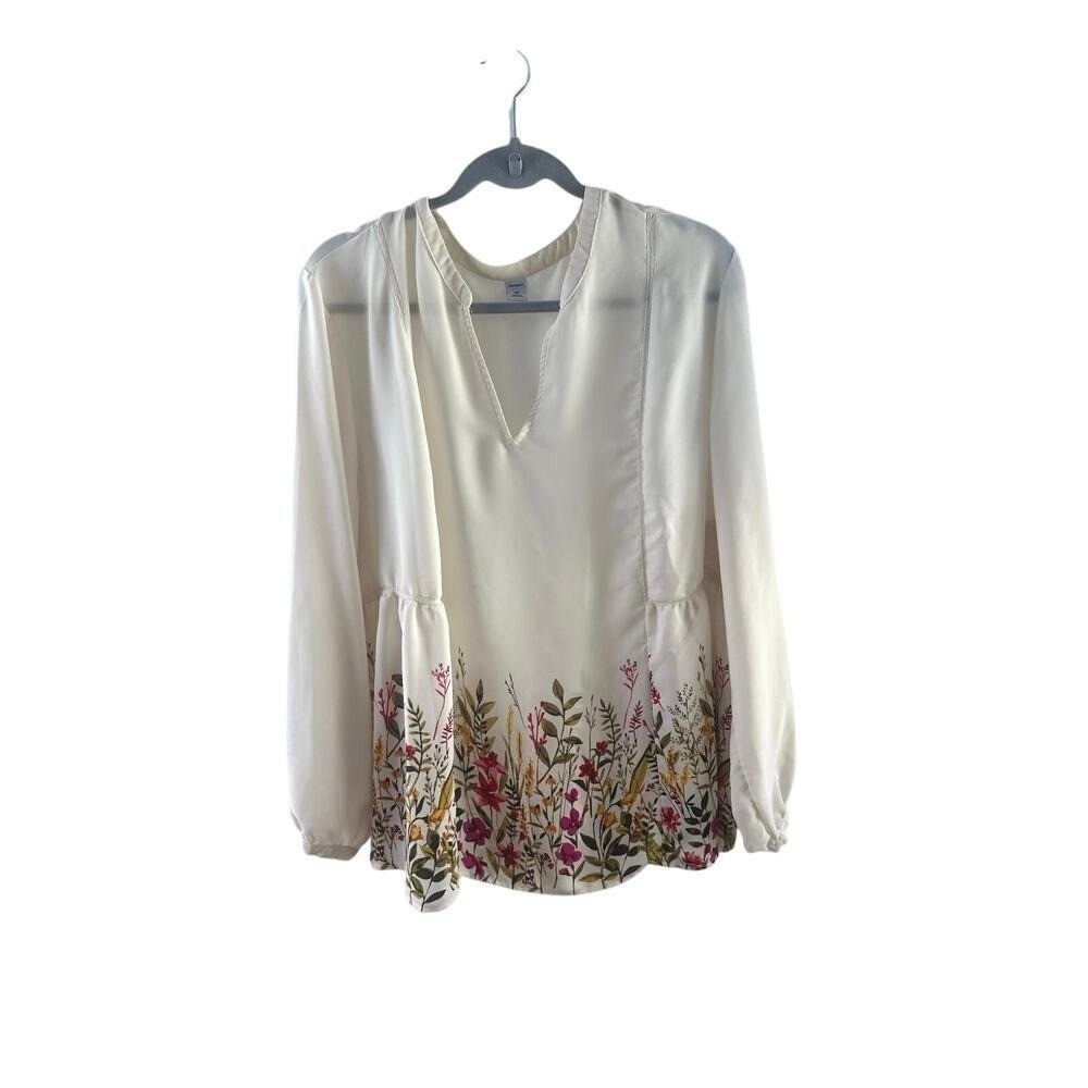 Old Navy Floral Border Boho Blouse – XXL, Flowy, Plus, Cottagecore, Spring